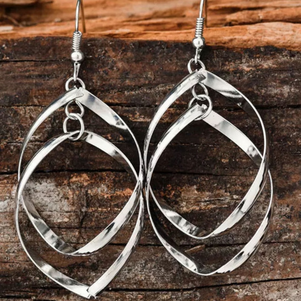 Silver Double Spirals Alloy Earrings